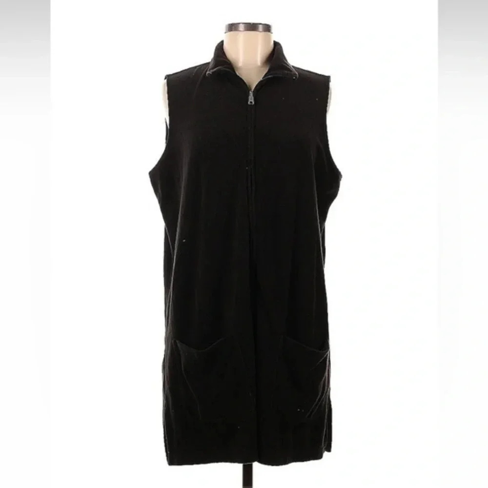 Eddie Bauer | Chocolate Brown Front Zipper Wool Blend Sleeveless Dress Size XL